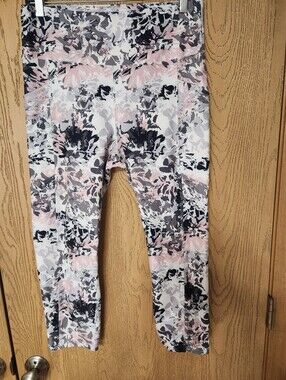 Women's Floral Print Active Leggings in Pink, Gray & White